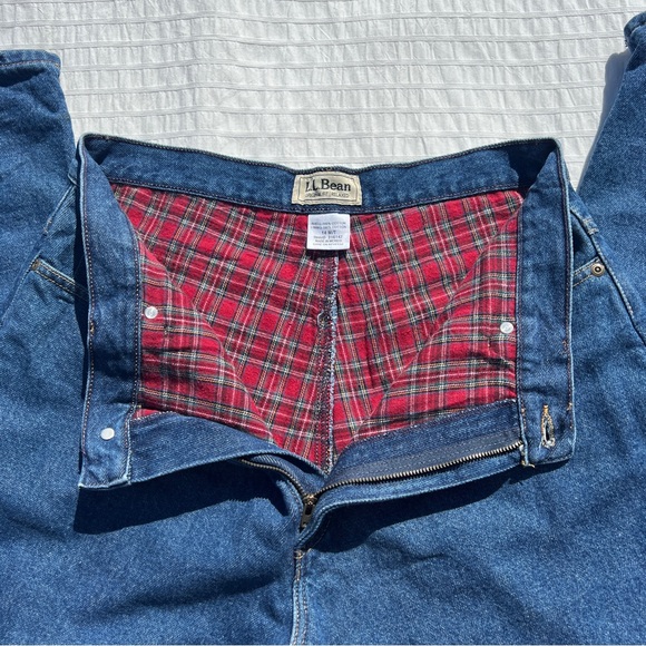 L.L. Bean Double L, Flannel-Lined Ultra-High Rise Tapered Leg Jeans, 14 Med Tall - Picture 8 of 12